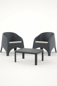 Olivia 1+1 Bistro Set Minderli 2 Kişilik Oturma Grubu Sehpa Bahçe Balkon Teras Set